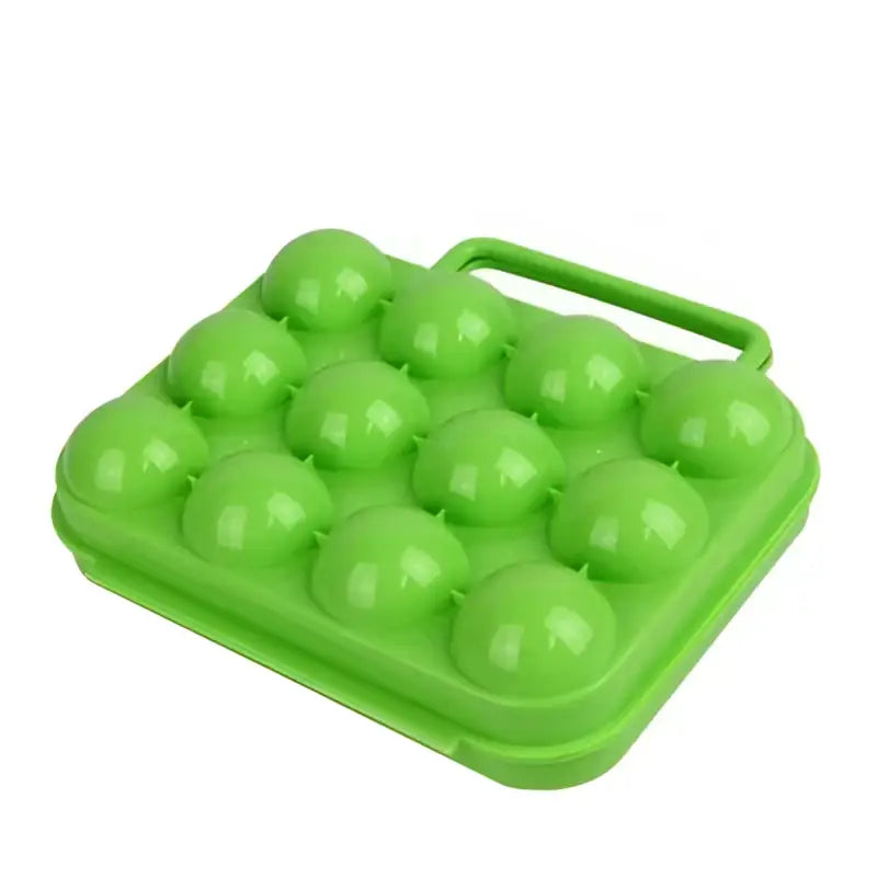 Bright green plastic egg holder storage box kitchen container with handle