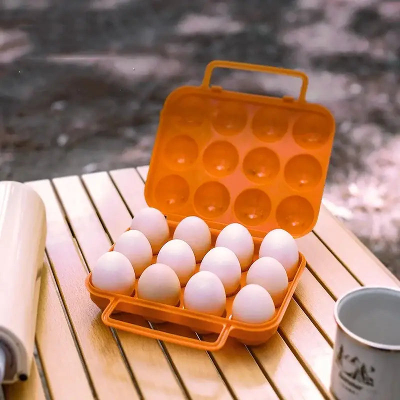 Bright green plastic egg holder storage box kitchen container with handle