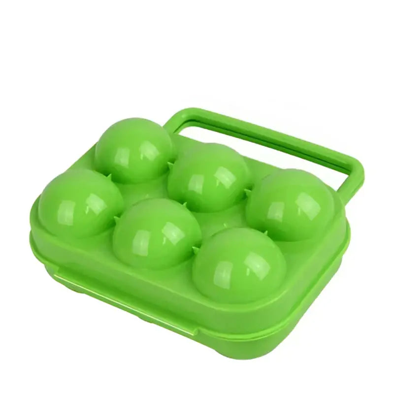 Bright green plastic egg holder storage box kitchen container with handle