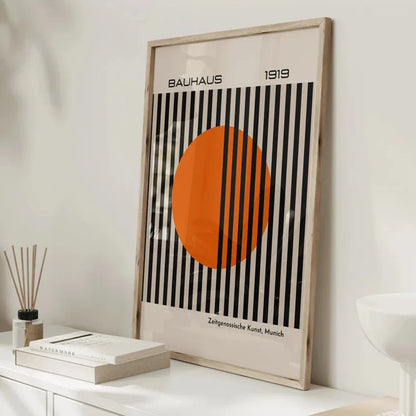 DecorBites™ Bright Orange Bauhaus Retro Wall Art