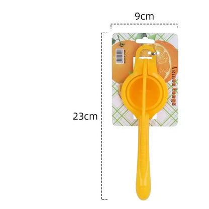 Bright yellow manual citrus press juicer for kitchen fruit squeezing
