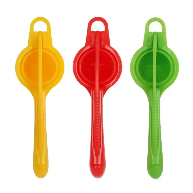 Bright yellow manual citrus press juicer for kitchen fruit squeezing