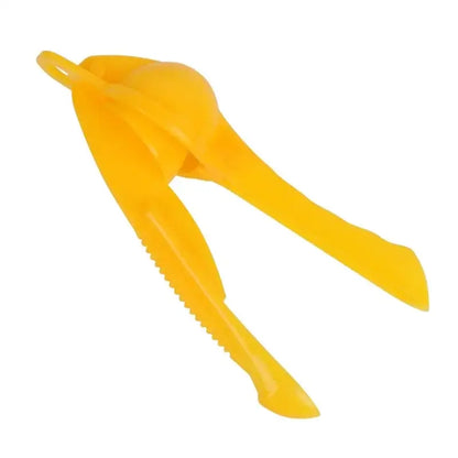 Bright yellow manual citrus press juicer for kitchen fruit squeezing