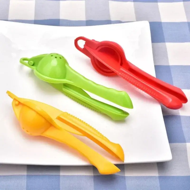 Bright yellow manual citrus press juicer for kitchen fruit squeezing