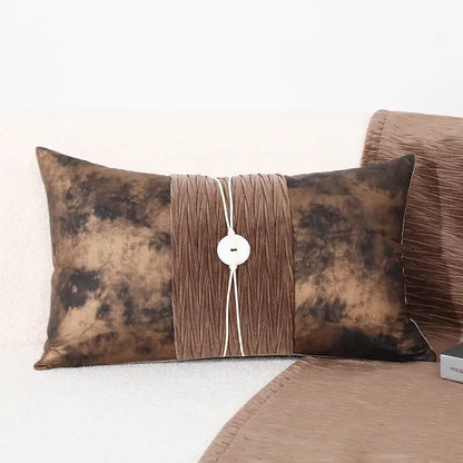 Brighton cross stitch brown & tan cushion cover living room woven leather