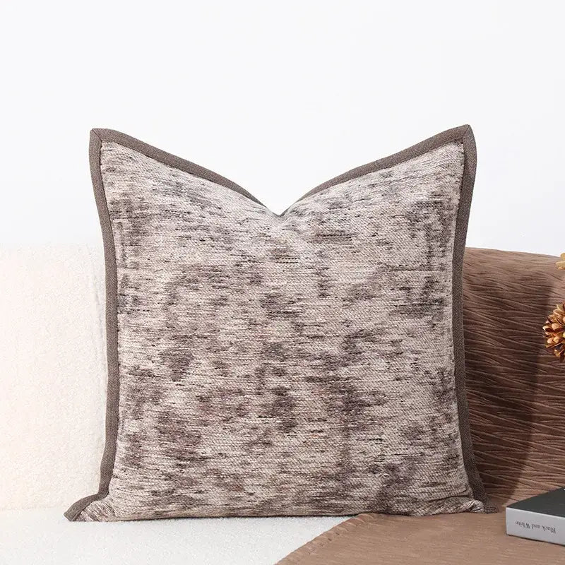 Brighton cross stitch brown & tan cushion cover living room woven leather