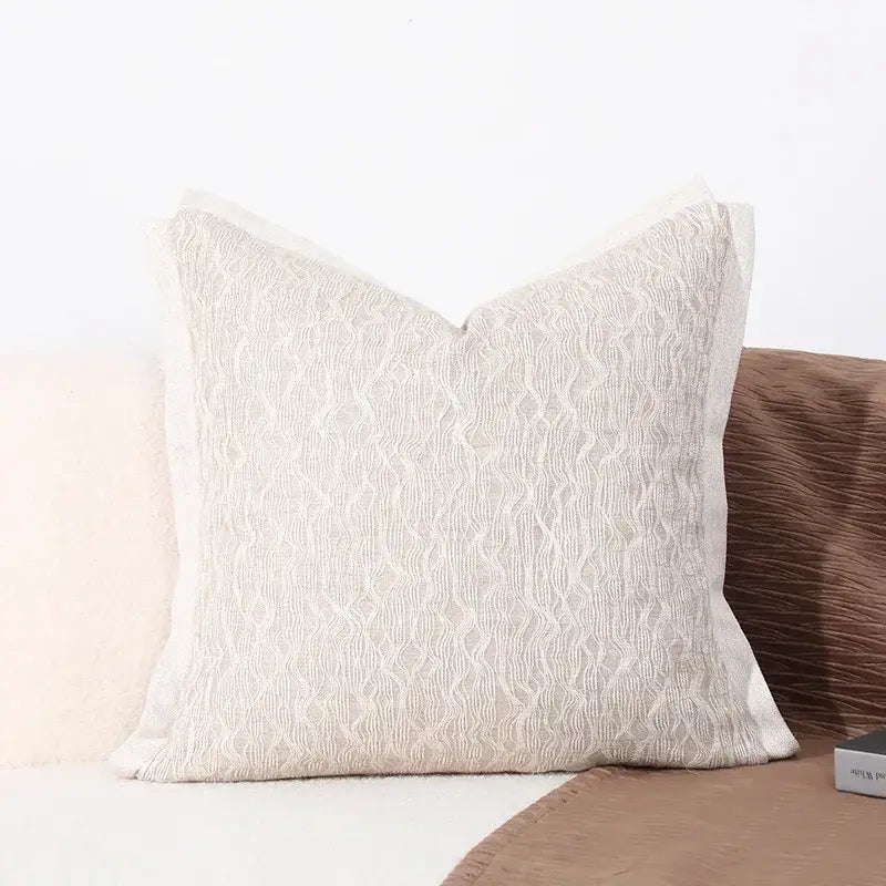 Brighton cross stitch brown & tan cushion cover living room woven leather