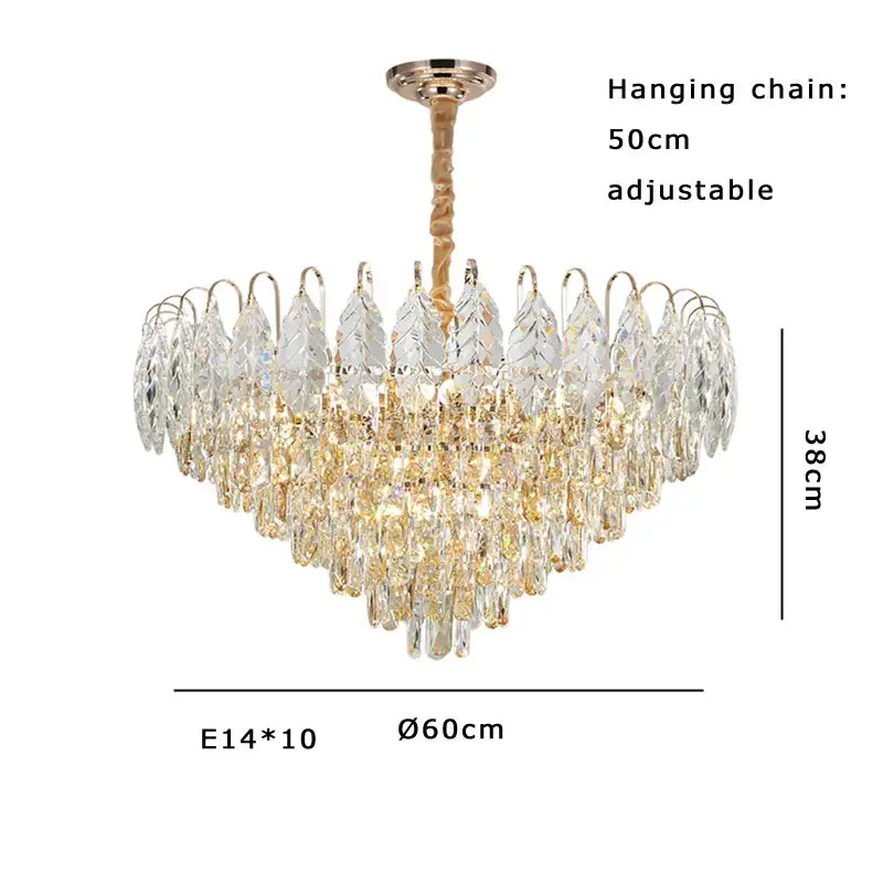 Brilliance crystal chandelier rose gold & amber – living room light