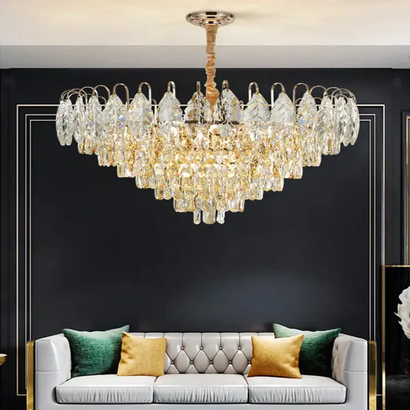 Brilliance crystal chandelier rose gold & amber – living room light