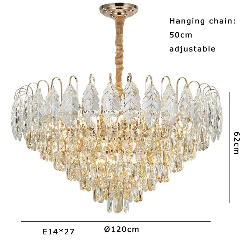 Brilliance crystal chandelier rose gold & amber – living room light