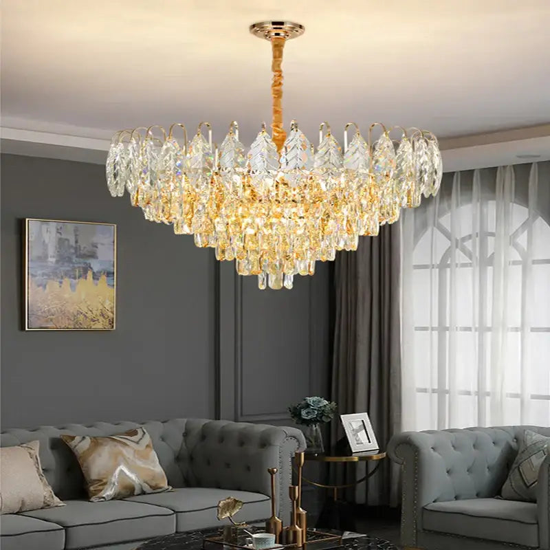 Brilliance crystal chandelier rose gold & amber – living room light