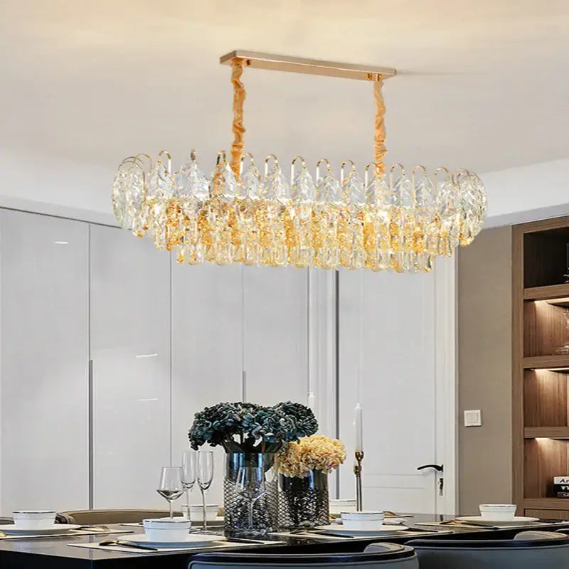 Brilliance crystal chandelier rose gold & amber – living room light