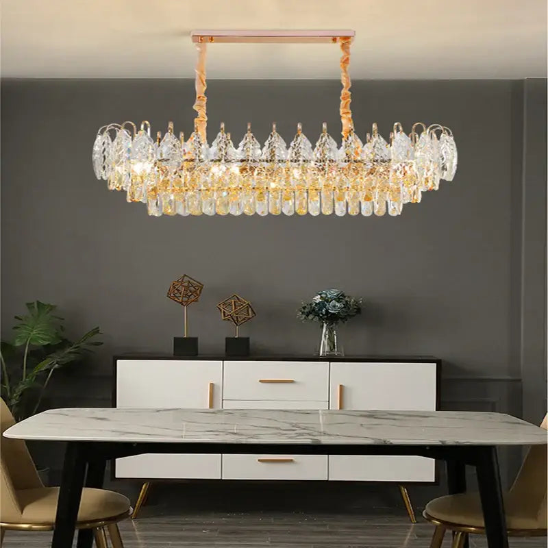 Brilliance crystal chandelier rose gold & amber – living room light