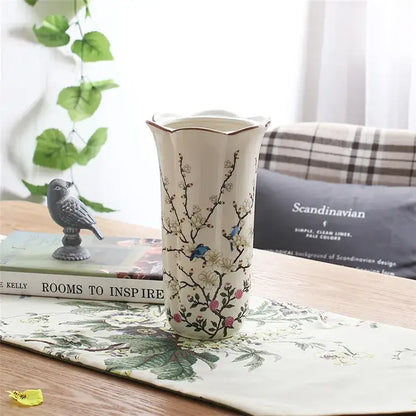 British rural bird butterfly porcelain vase living room flower decor