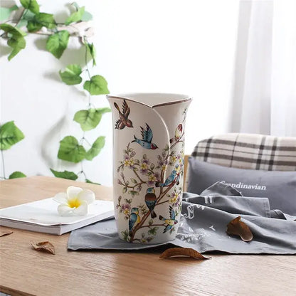 British rural bird butterfly porcelain vase living room flower decor