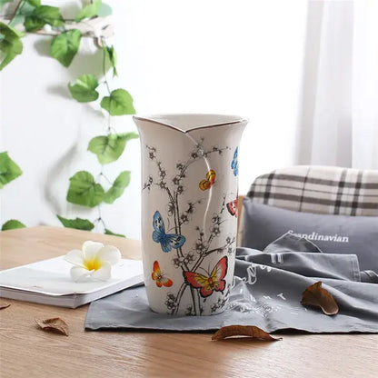 British rural bird butterfly porcelain vase living room flower decor
