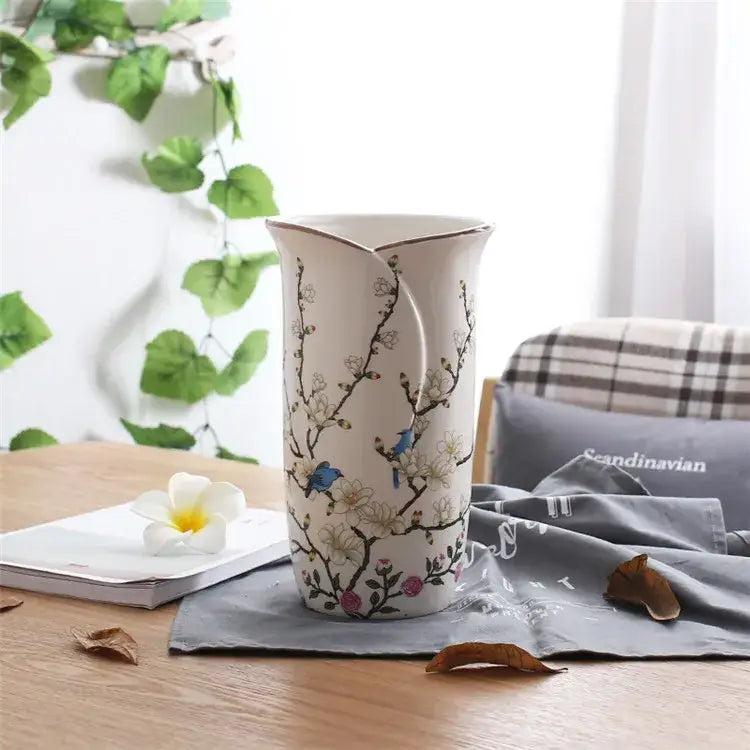 British rural bird butterfly porcelain vase living room flower decor