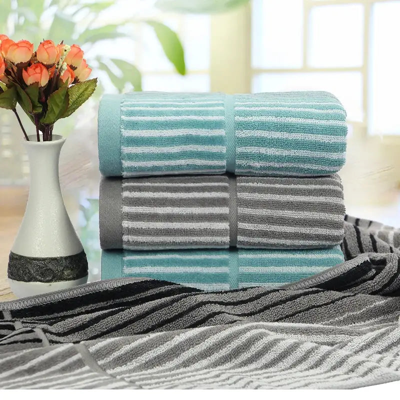 British style turquoise & gray striped sports fitness towel gym accessory