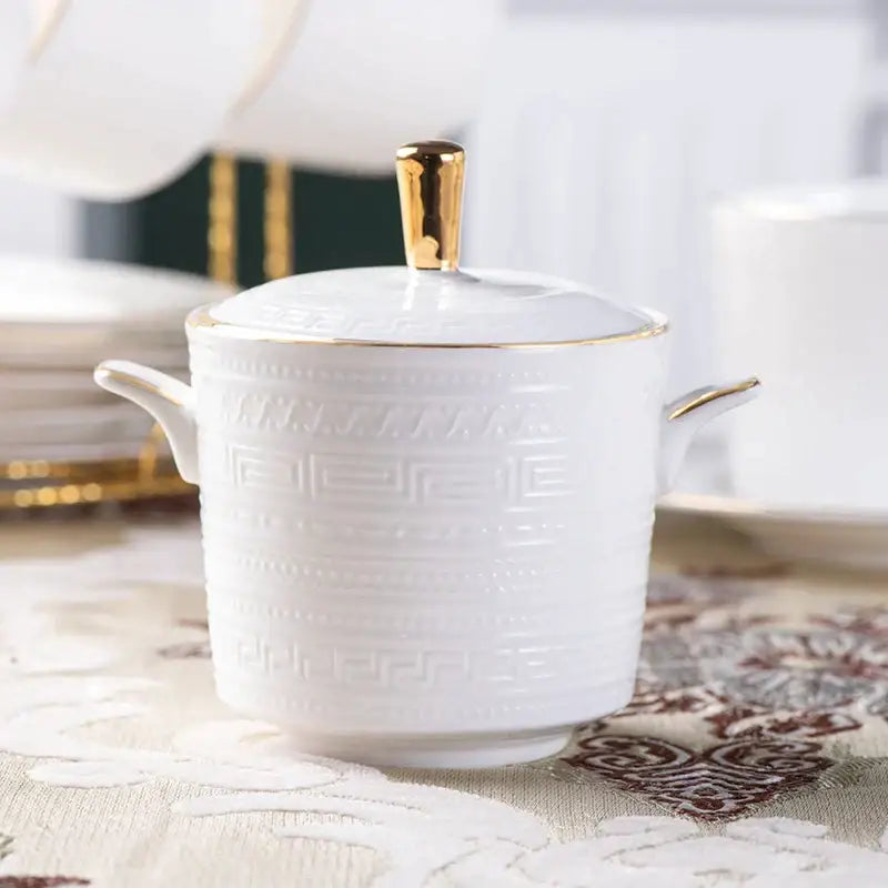 British white tea set with gold trim dining room porcelain teaware
