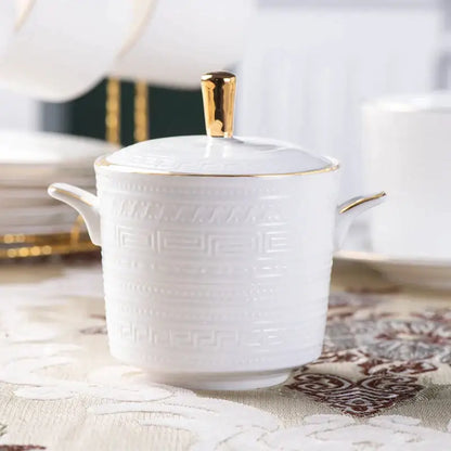 British white tea set with gold trim dining room porcelain teaware
