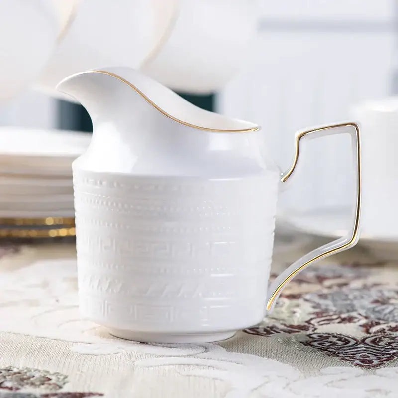 British white tea set with gold trim dining room porcelain teaware