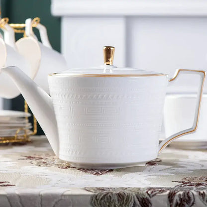 British white tea set with gold trim dining room porcelain teaware