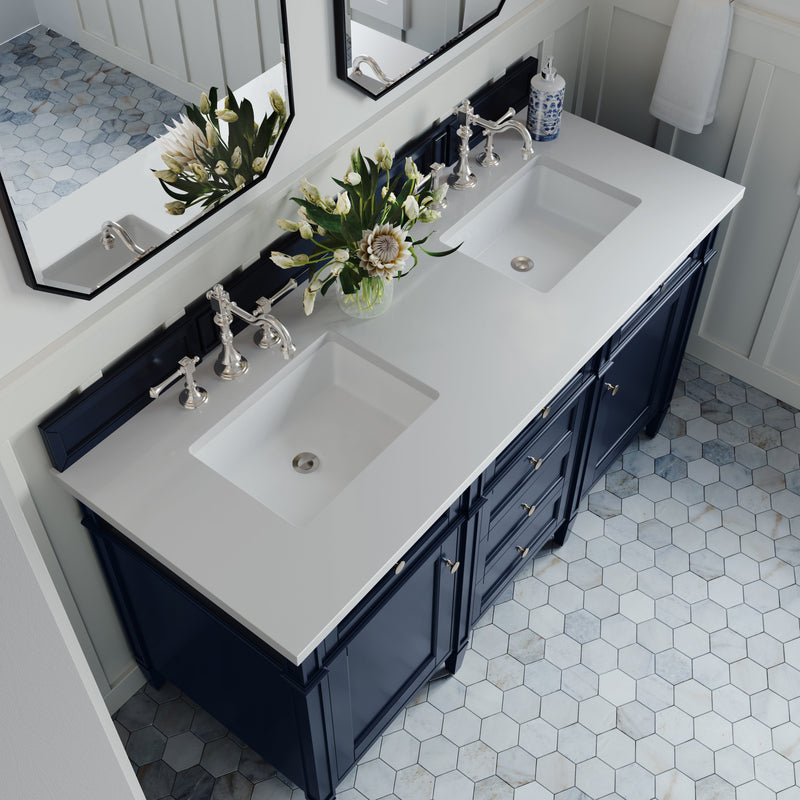 James Martin Brittany 60" Double Bathroom Vanity, Victory Blue