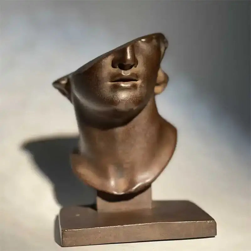 Bronze abstract human face sculpture living room art decor