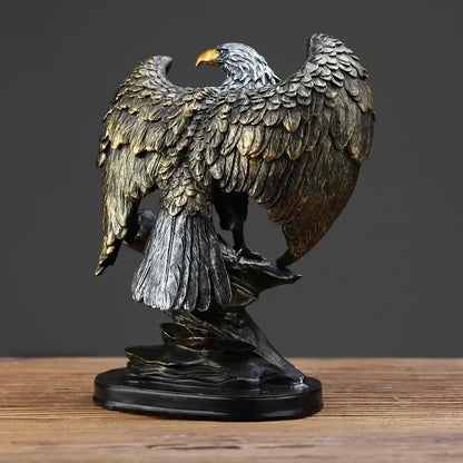 Bronze and gold eagle statue resin ornament for office decor
