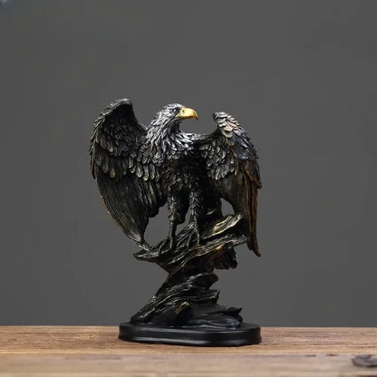 Bronze and gold eagle statue resin ornament for office decor