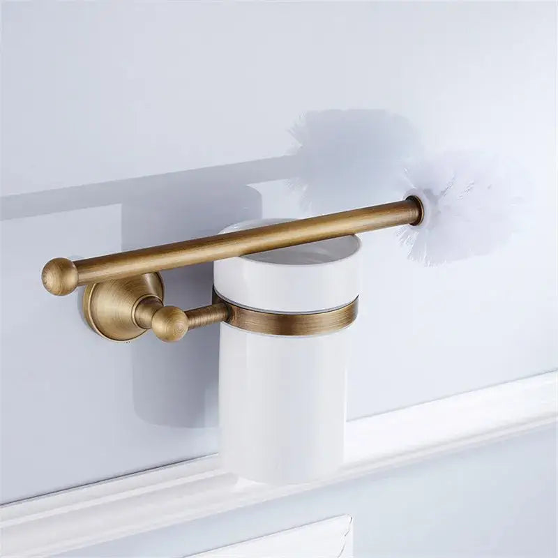 Bronze and white ceramic bathroom accessories set bathroom decor