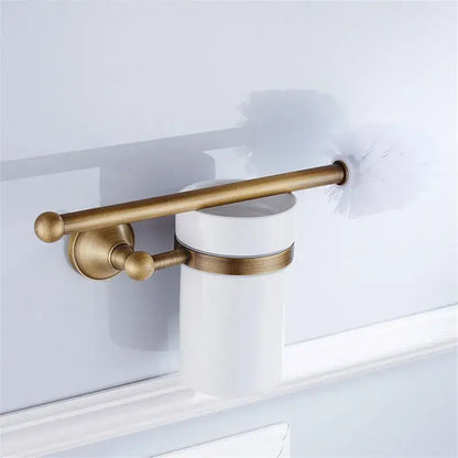 Bronze and white ceramic bathroom accessories set bathroom decor
