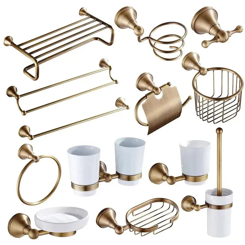 Bronze and white ceramic bathroom accessories set bathroom decor
