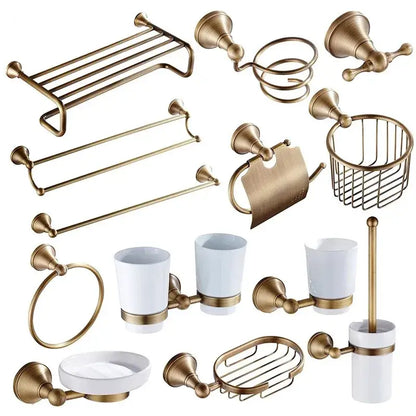 Bronze and white ceramic bathroom accessories set bathroom decor