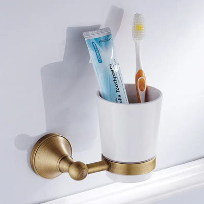 Bronze and white ceramic bathroom accessories set bathroom decor
