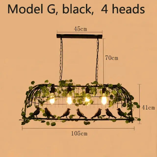 Bronze birdcage pendant lights with garland for dining room