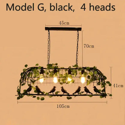 Bronze birdcage pendant lights with garland for dining room