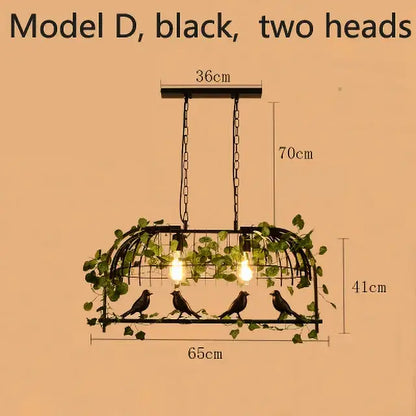 Bronze birdcage pendant lights with garland for dining room
