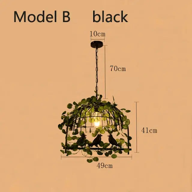 Bronze birdcage pendant lights with garland for dining room