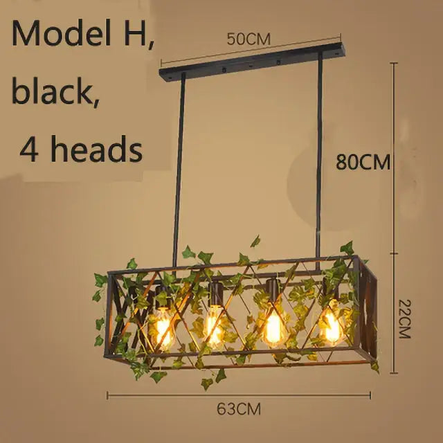 Bronze birdcage pendant lights with garland for dining room