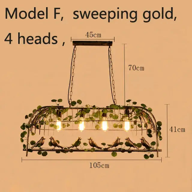 Bronze birdcage pendant lights with garland for dining room