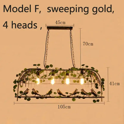 Bronze birdcage pendant lights with garland for dining room