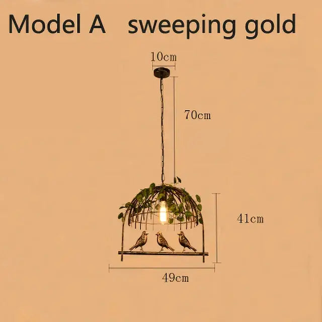 Bronze birdcage pendant lights with garland for dining room