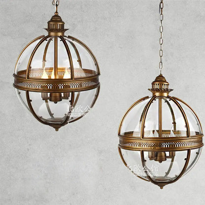 Bronze black glass globe chandelier foyer light