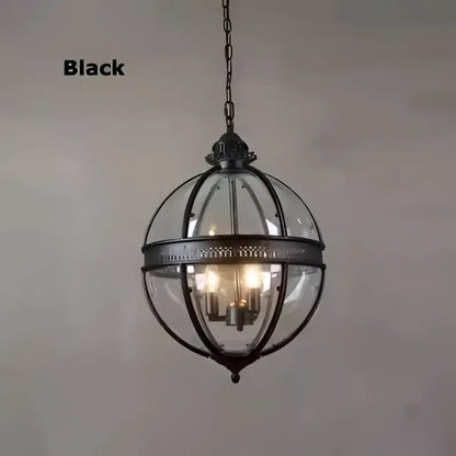 Bronze black glass globe chandelier foyer light