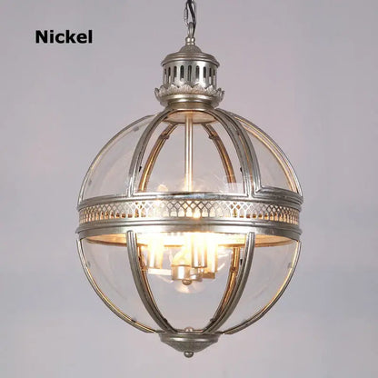 Bronze black glass globe chandelier foyer light
