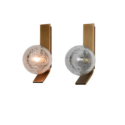 Bronze bubble glass wall sconce lamps bedroom pair
