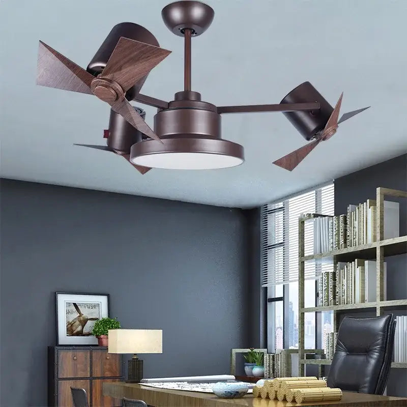 Bronze bronze ceiling fan with wood blades for living room