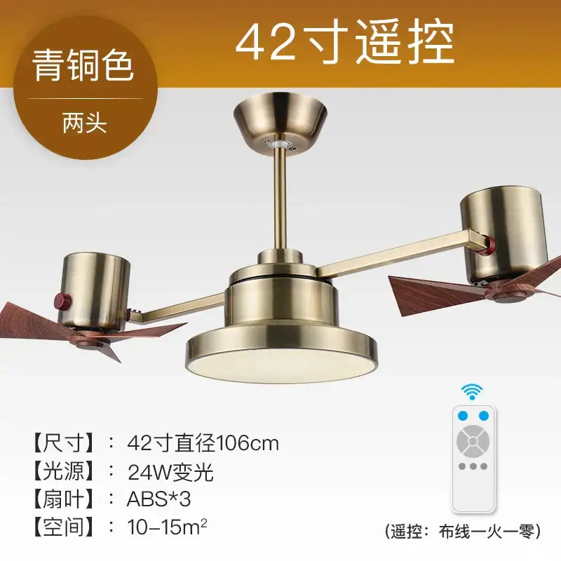 Bronze bronze ceiling fan with wood blades for living room
