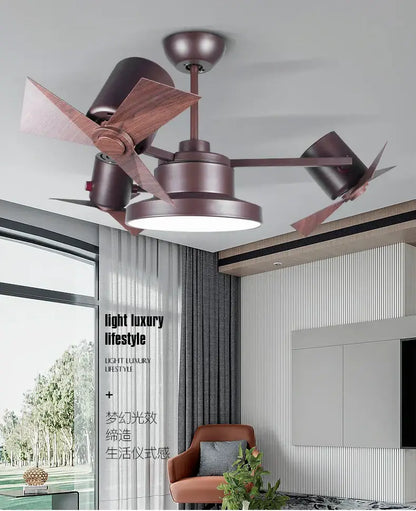 Bronze bronze ceiling fan with wood blades for living room
